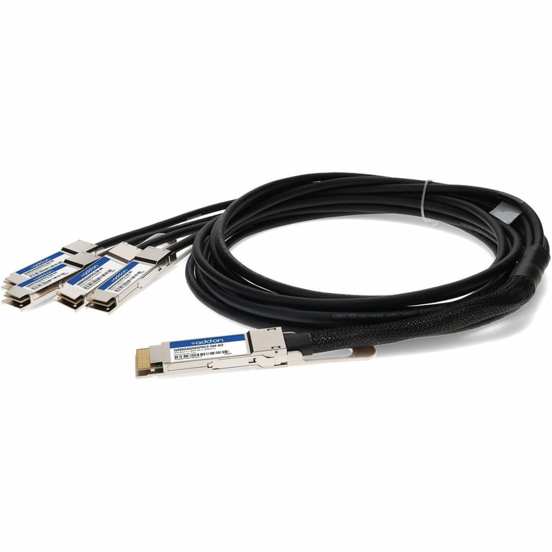 AddOn MSA and TAA Compliant 400GBase-CU QSFP-DD 400G to 4xQSFP56 100G PAM-4 Direct Attach Cable (Passive Twinax, 2.5m) - Thumbnail 1