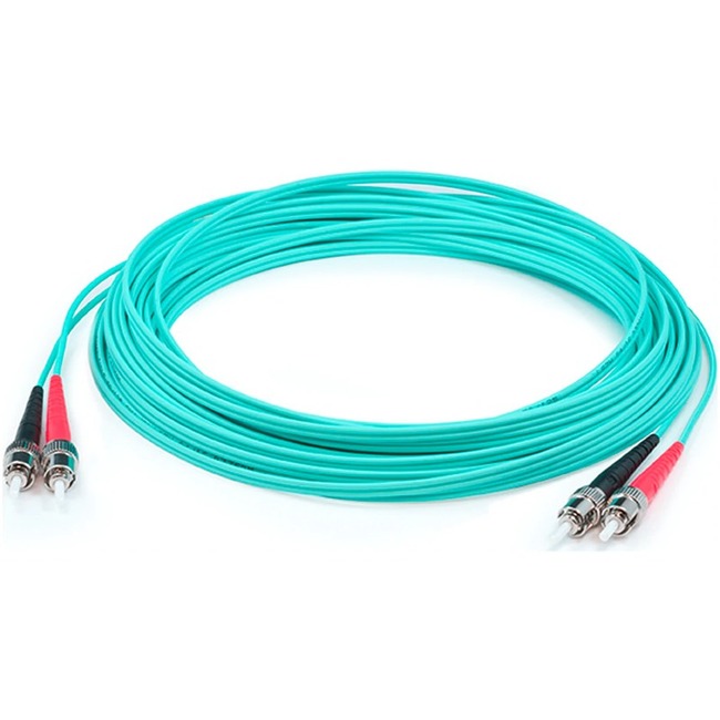 AddOn 0.5m ST to ST Aqua OM4 Duplex LSZH Fiber Patch Cable - Thumbnail 1