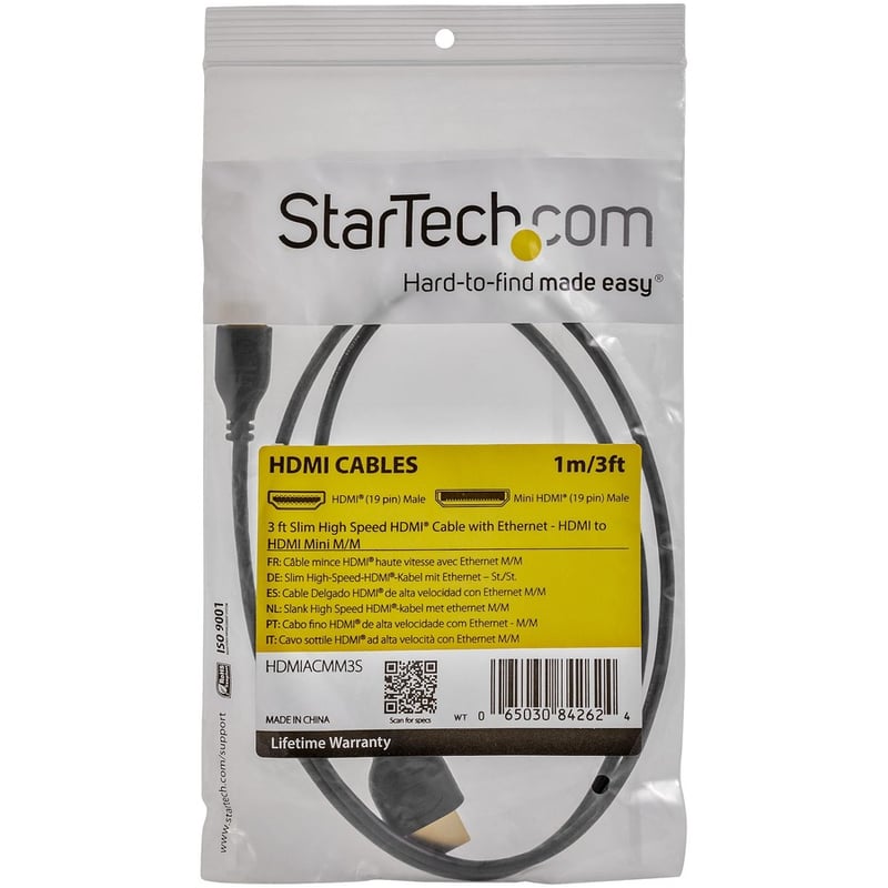 StarTech.com 3ft Mini HDMI to HDMI Cable with Ethernet, 4K 30Hz High Speed Slim Mini HDMI 1.4 (Type-C) Device to HDMI Adapter Cable/Cord - Thumbnail 5