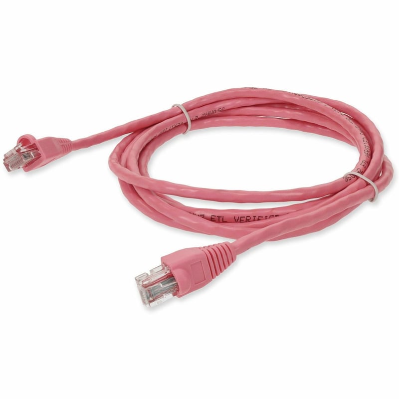 AddOn 7ft Pink CAT 5E PVC Ethernet Cable Snagless Bubble Boot RJ-45 M/M - Thumbnail 1