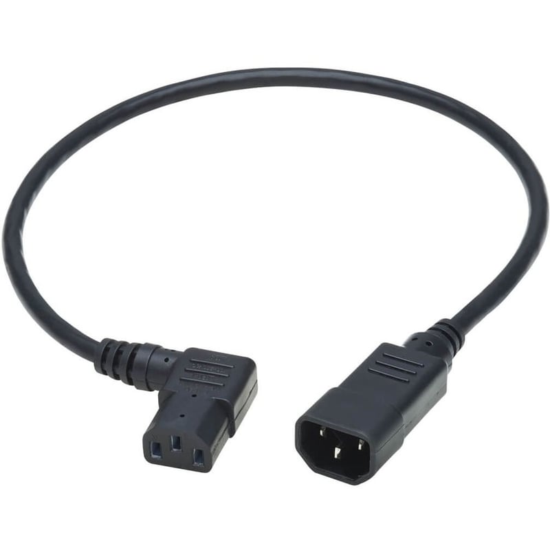 Eaton Tripp Lite Series Power Extension Cord, Right-Angle C13 to C14 PDU Style - 10A, 250V, 18 AWG, 2 ft. (0.61 m), Black - Thumbnail 2