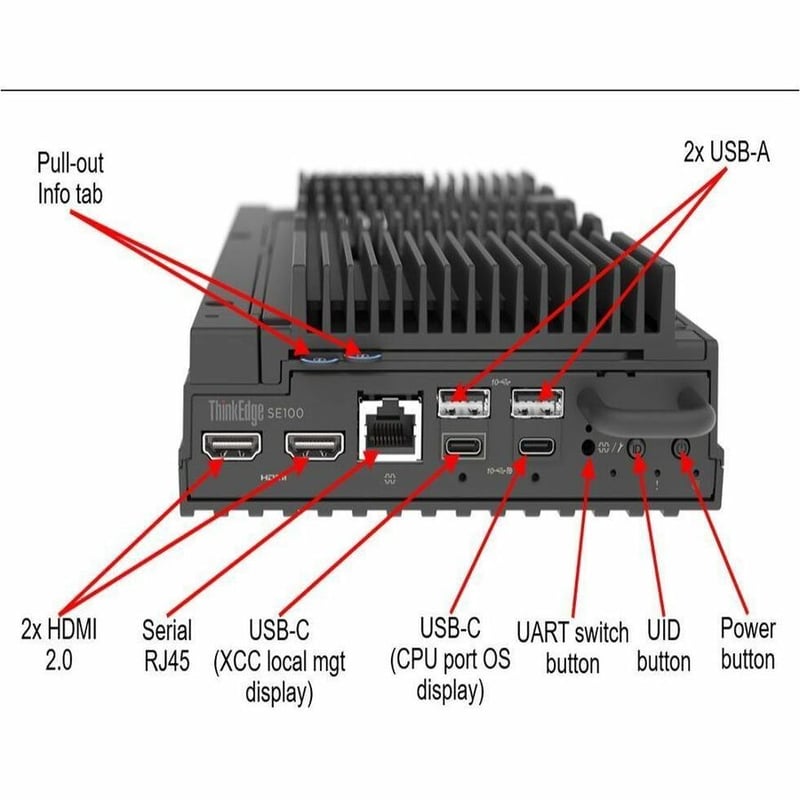 Lenovo Thinkedge SE100 7DGR1001NA 1U Server - 1 x Intel Core Ultra 7 255H 2 GHz - 32 GB RAM - 960 GB SSD - (1 x 960GB) SSD Configuration - Thumbnail 2