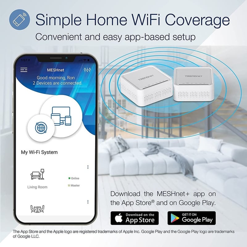 TRENDnet AC1200 WiFi EasyMesh Remote Node, App-Based Setup Utility, Seamless WiFi Roaming, Beamforming,Supports 2.4GHz and 5GHz Devices, TEW-832MDR, White - Thumbnail 3