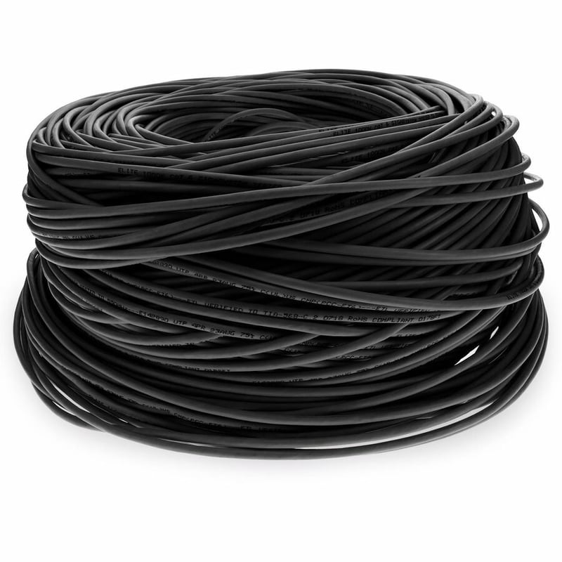 AddOn 1000ft Non-Terminated Black CAT 6 Shielded Plenum-Rated Bulk Cable - Thumbnail 2