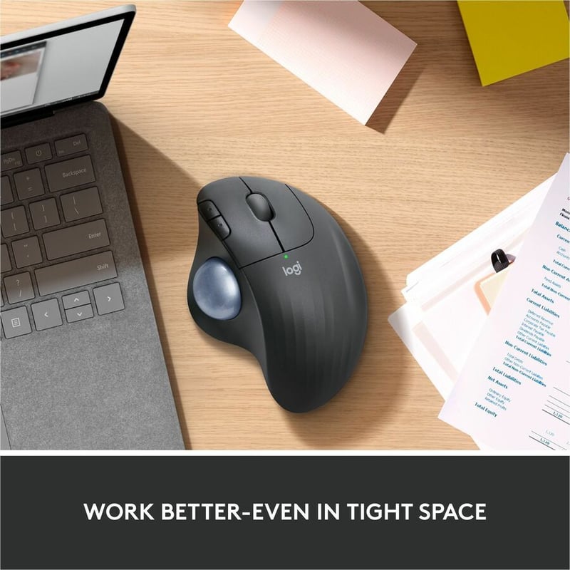 Logitech ERGO M575 Wireless Trackball Mouse - Easy thumb control, precision and smooth tracking, ergonomic comfort design, for Windows, PC and Mac with Bluetooth and USB capabilities (Black)