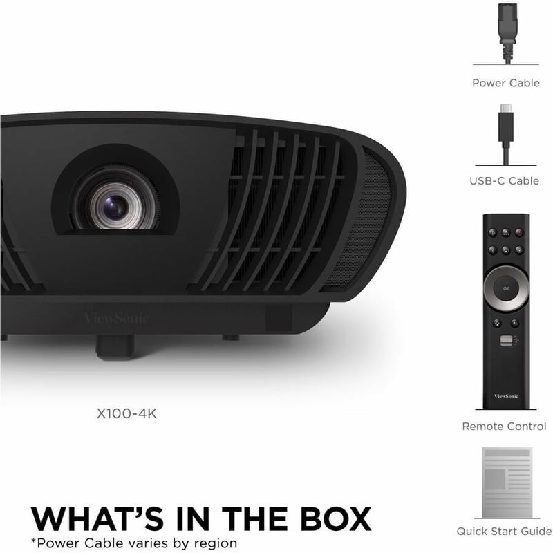 ViewSonic X100-4K True 4K UHD Projector with 1200 ANSI Lumens, Harman Kardon Speakers, HDMI, USB, 125% Rec 709, and Frame Interpolation Technology for Home Theater - Thumbnail 3