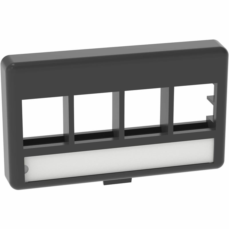 Panduit NetKey Furniture Faceplate, 4-Port, Black, Label Pocket - Thumbnail 1