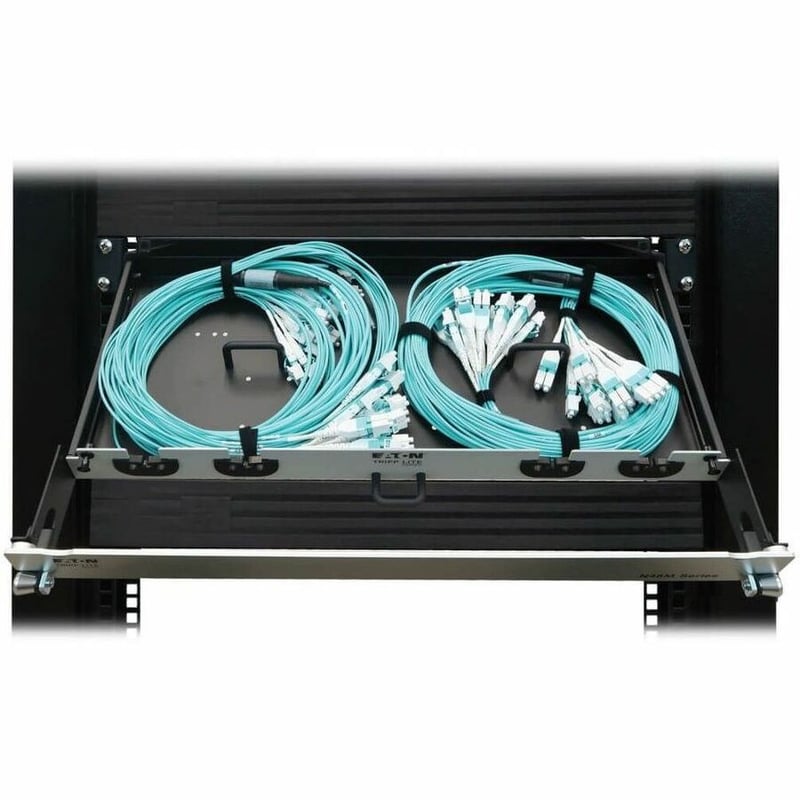 Eaton Tripp Lite Series Preloaded Fiber Panel, 1U - 2x (12x LC/LC Duplex M/M) 24F Trunk Cables, OM4 Multimode, 10 m (32.8 ft.) - Thumbnail 3