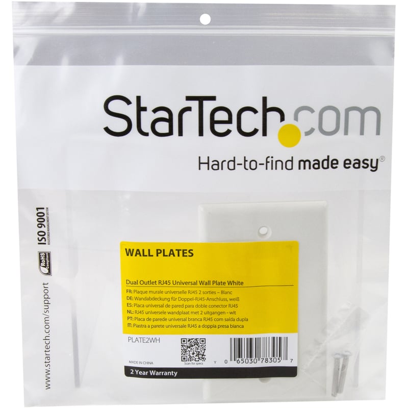 StarTech.com Dual Outlet RJ45 Universal Wall Plate White - Thumbnail 3
