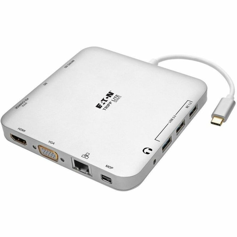 Tripp Lite by Eaton USB-C Dock Dual Display - 4K HDMI/mDP VGA USB 3.x (5Gbps) USB-A/C Hub GbE 60W PD Charging - Thumbnail 1