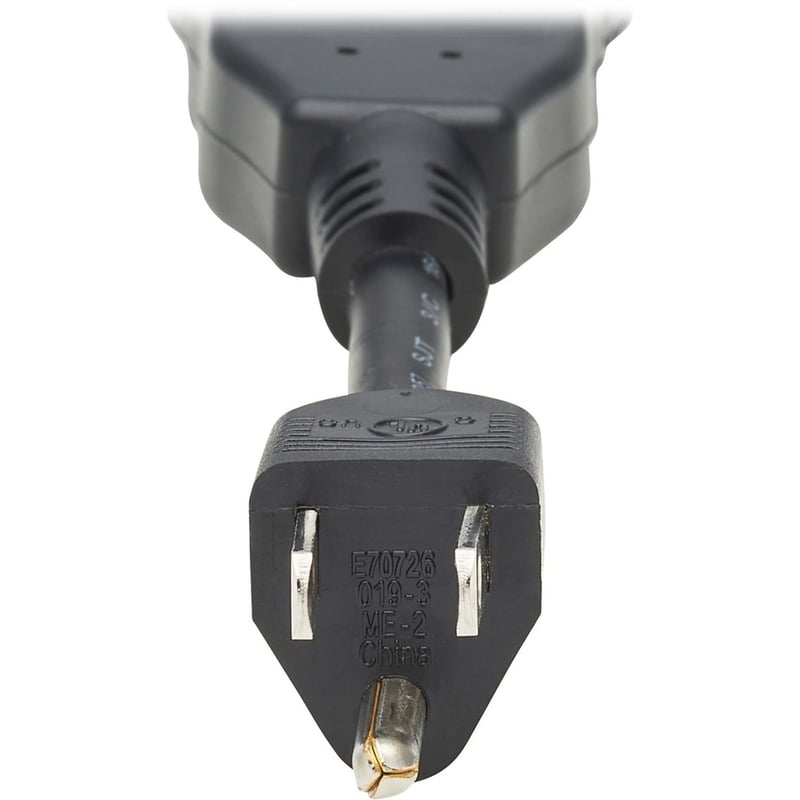 Eaton Tripp Lite Series Extension Cord Y Splitter, NEMA 5-15P to 2x NEMA 5-15R - 13A, 125V, 16 AWG, 1 ft. (0.3 m), Black - Thumbnail 3