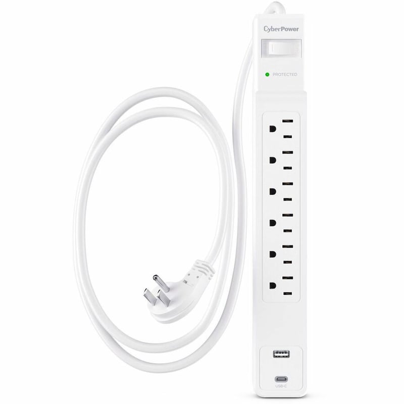 CYBERPOWER CSP604UCW SURGE 1500J 4 CORD USB-AC WHITE - Thumbnail 3
