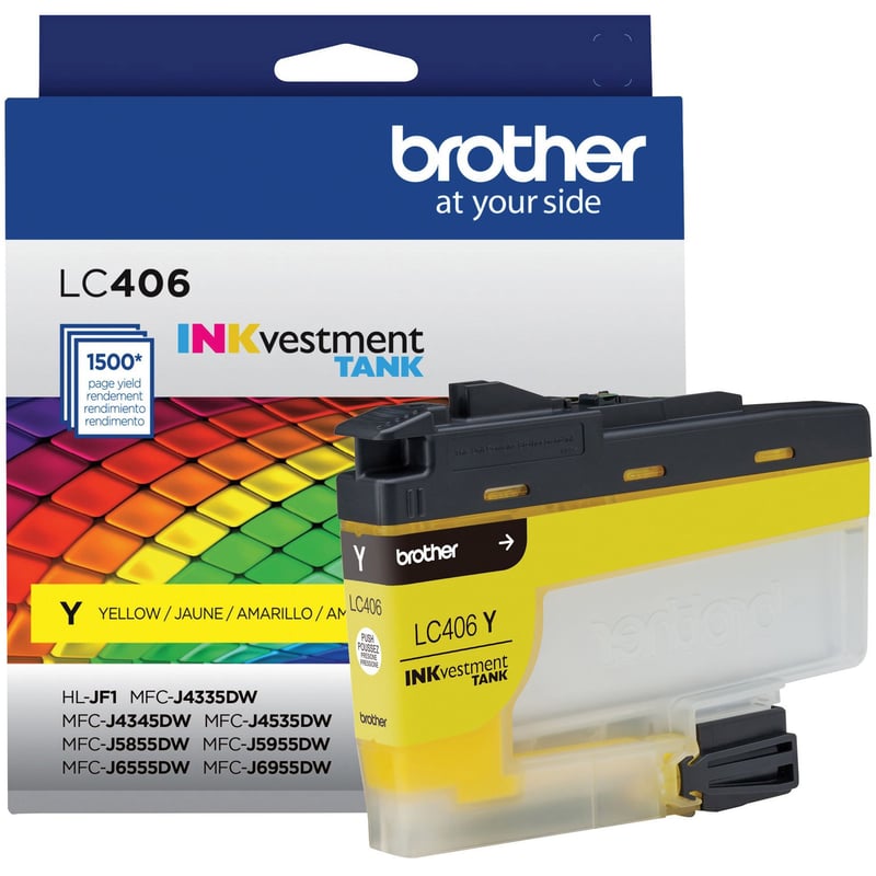 Brother INKvestment LC406Y Original Standard Yield Inkjet Ink Cartridge - Single Pack - Yellow - 1 Each - Thumbnail 1