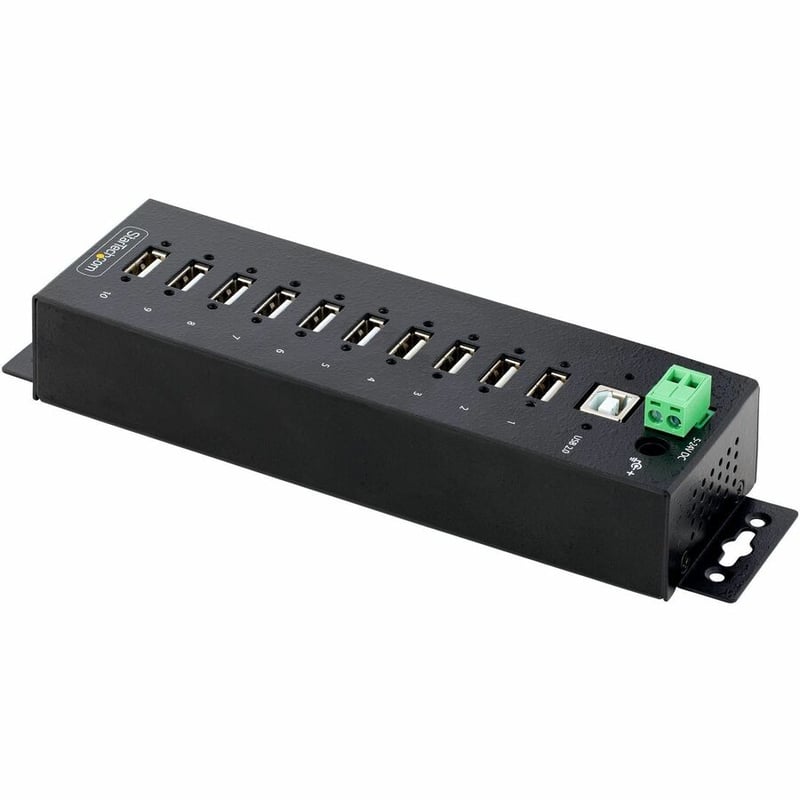StarTech.com 10-Port Industrial USB 2.0 HUB, Rugged USB Hub w/ESD Level 4 Protection, DIN/Wall/Desk Mountable USB-A Hub, USB Expansion Hub - Thumbnail 2