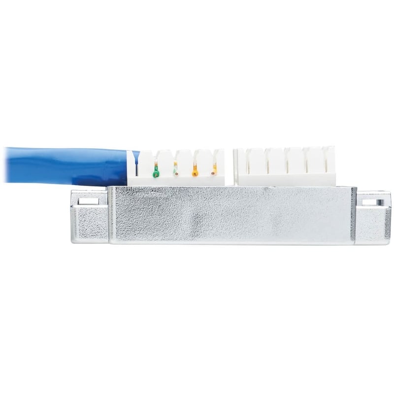 Tripp Lite by Eaton Cat6a Junction Box Cable Assembly - Surface Mount Shielded PoE+ RJ45/110 Punchdown 18-in. (45.72 cm) Blue