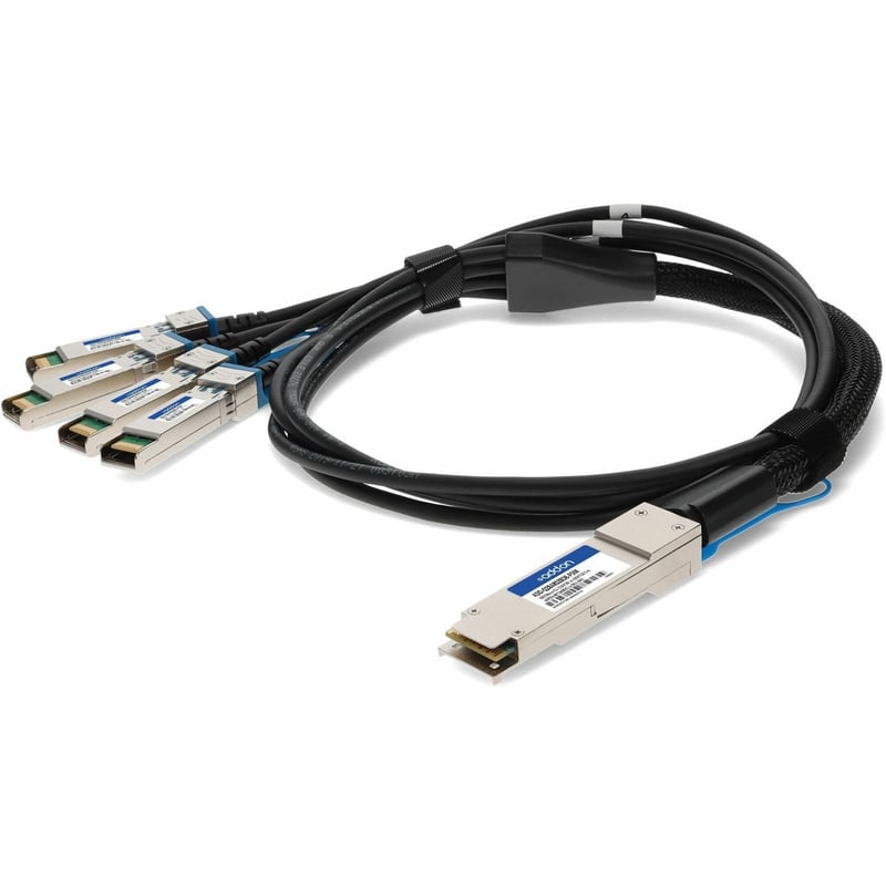 AddOn Arista Networks® CAB-Q-4S-100G-4M to Dell® DAC-SFP-25G-5M Compatible TAA Compliant 100GBase-CU QSFP28 to 4xSFP28 Direct Attach Cable (Passive Twinax, 5m) - Thumbnail 1