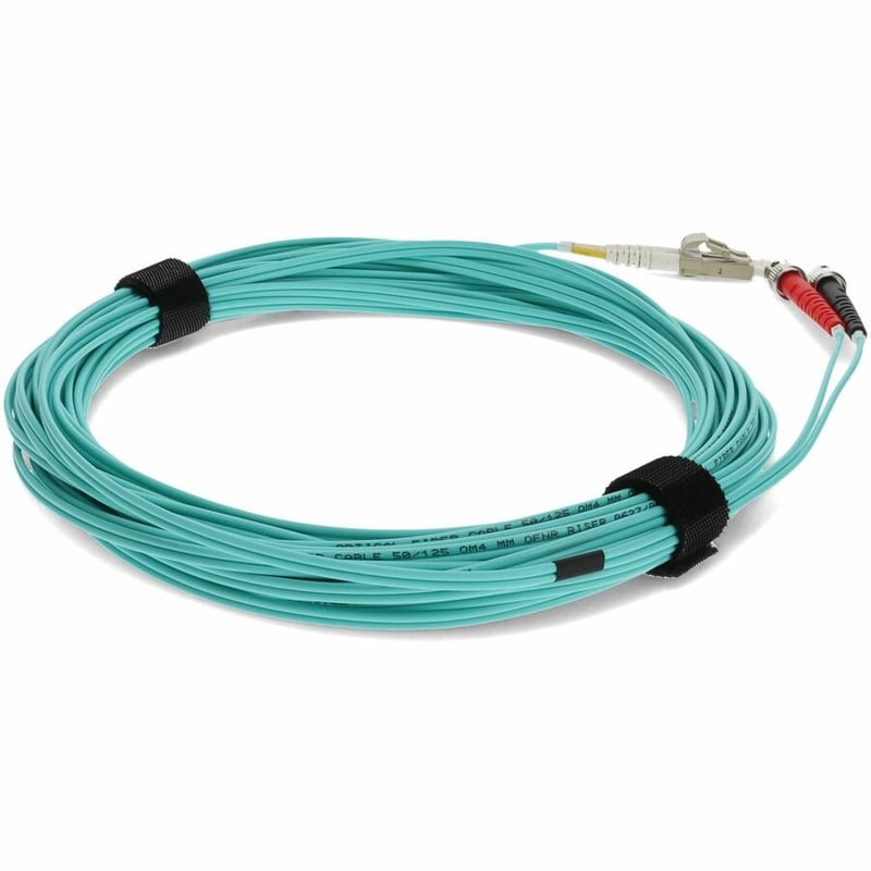 AddOn 9m ST to LC Aqua OM4 Duplex OFNR (Riser-Rated) Fiber Patch Cable - Thumbnail 5