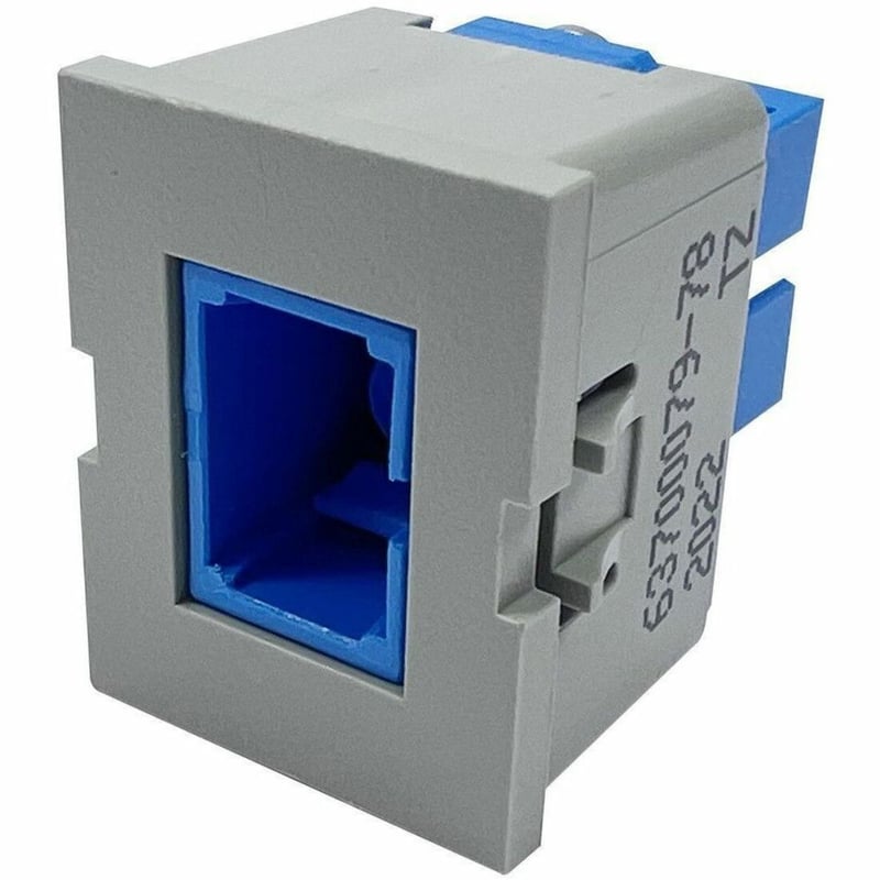 Ortronics Tracjack, SC, Simplex, Blue Adapter, Flush Mount, Single-Mode, LT Gray Housing - Thumbnail 1