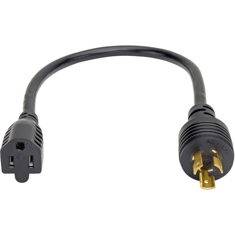 Eaton Tripp Lite Series Power Cord Adapter, NEMA 5-15R to NEMA L5-15P - Heavy-Duty, 15A, 120V, 14 AWG, 1 ft. (0.31 m), Black - Thumbnail 2