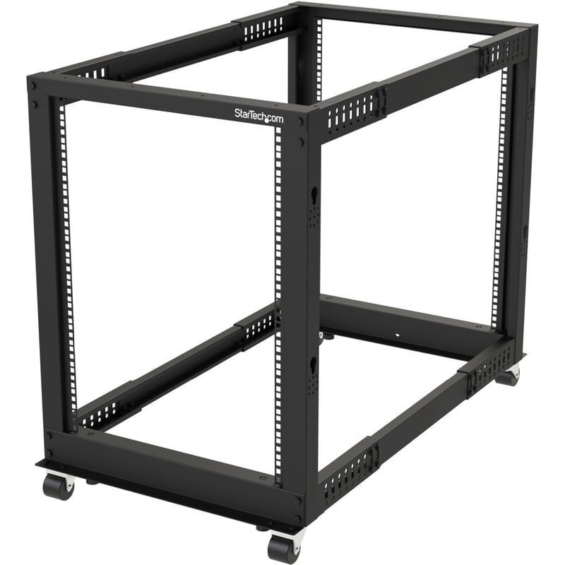 StarTech.com 4-Post 15U Mobile Open Frame Server Rack, 19" Network Rack with Casters, Rolling Rack for Computer/AV/Data/IT Equipment - Thumbnail 1