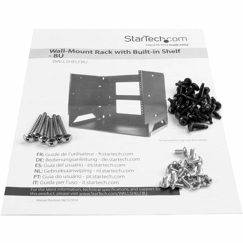 StarTech.com 2-Post 8U Open Frame Wall Mount Network Rack with Built-in Shelf and Adjustable Depth, Computer Rack for IT Equipment, TAA~ - Thumbnail 3