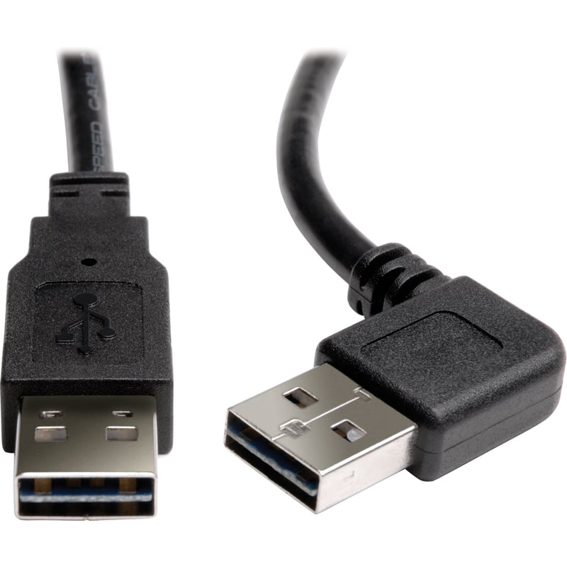 Eaton Tripp Lite Series Universal Reversible USB 2.0 Cable (Right/Left-Angle Reversible A to Reversible A M/M), 3 ft. (0.91 m) - Thumbnail 1