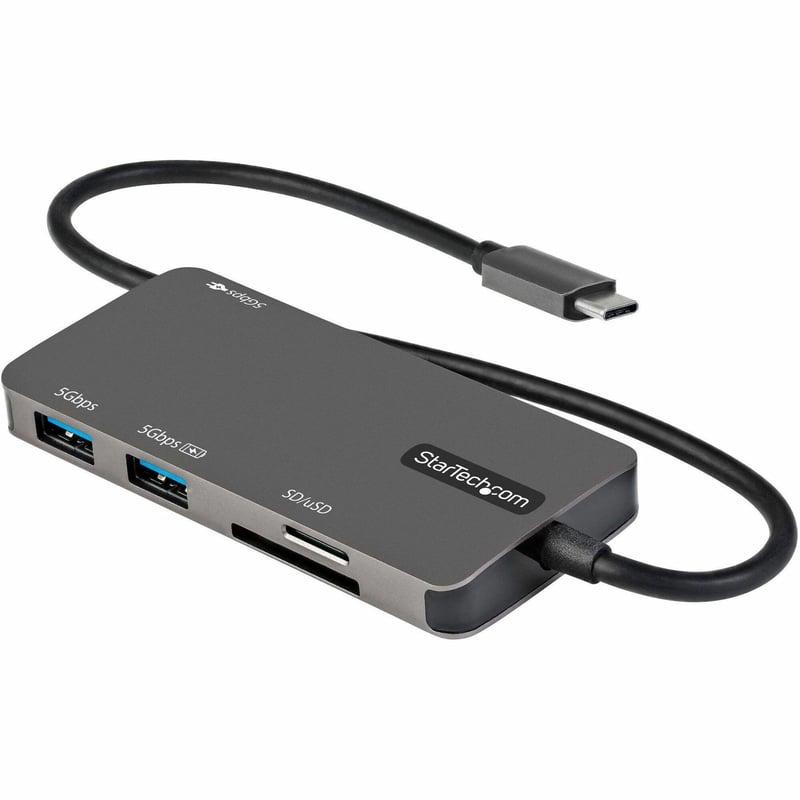 StarTech.com USB C Multiport Adapter, USB-C to 4K HDMI, 100W PD Pass-through, SD/MicroSD, 3xUSB 3.0, USB Type-C Mini Dock, 12" Long Cable - Thumbnail 1