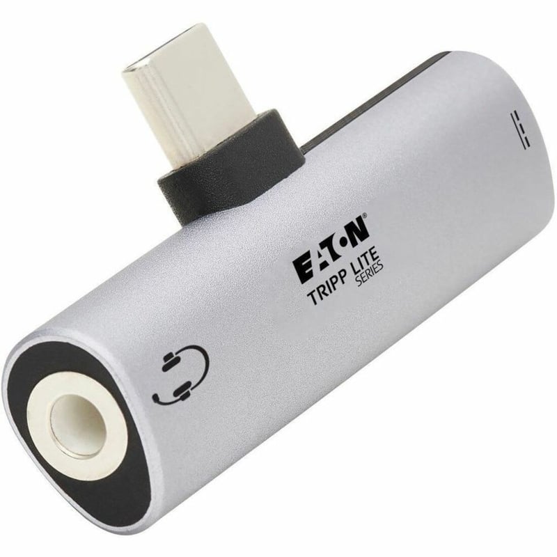 Tripp Lite by Eaton USB-C to 3.5 mm Headphone Jack Adapter for Hi-Res Stereo Audio - PD 3.0 and QC 2.0 Charging, Silver - Thumbnail 1