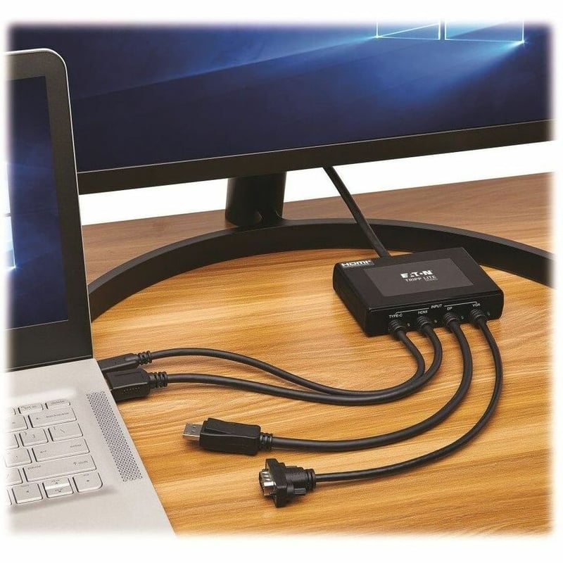 Tripp Lite by Eaton 4-Port Presentation Adapter 4K 60 Hz (4:4:4) HDMI DP USB-C and 1080p VGA to HDMI Built-In Cables - Thumbnail 2