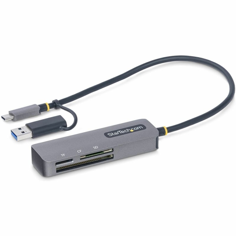 StarTech.com USB 3.0 Multi-Media Memory Card Reader, SD/microSD/CompactFlash, USB-C 5Gbps External Card Reader with Attached USB-A Adapter - Thumbnail 1