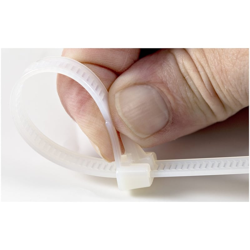 StarTech.com 5"(12cm) Reusable Cable Ties, 1-1/8"(30mm) Dia. 50lb(22Kg) Tensile Strength, Nylon, In/Outdoor, UL Listed, 100 Pack, White - Thumbnail 5