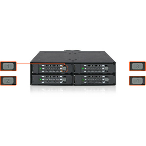 Icy Dock ToughArmor MB607SP-B Drive Enclosure for 5.25" - Serial ATA/600 Host Interface Internal - Black - Thumbnail 3
