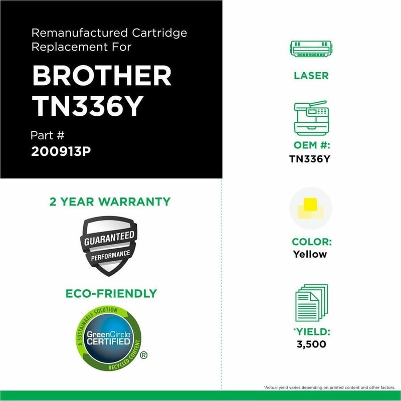 Clover Imaging Remanufactured High Yield Yellow Toner Cartridge for Brother TN336 - Thumbnail 3