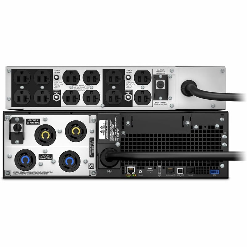 APC Smart-UPS On-Line, 5kVA, Rackmount 5U, 208V, 12 5-20R+2 L6-20R+2 L6-30R NEMA, Network Card+SmartSlot, W/ rail kit, W/ transformer 208V to 120V - Thumbnail 5