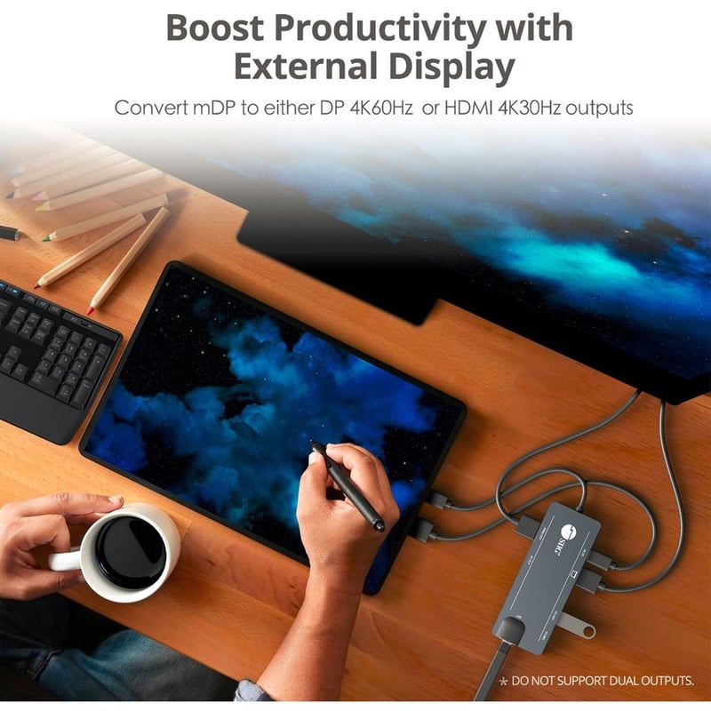 SIIG Mini DisplayPort 4K Video Dock with USB 3.0 LAN Hub - Thumbnail 2