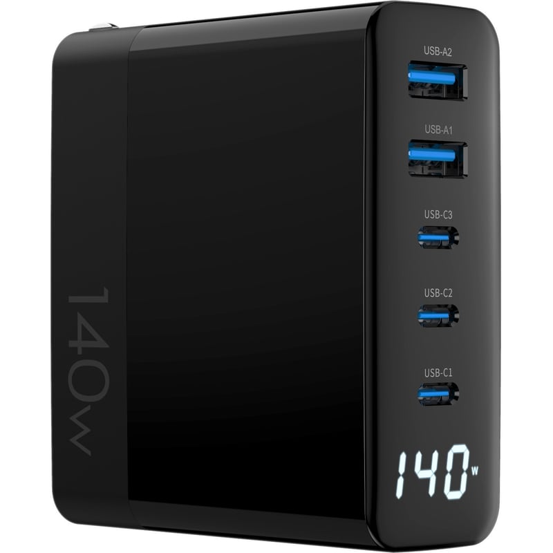 4XEM's GaN 140W GAN Power Delivery Charger Quintuple Output With Display - Thumbnail 1