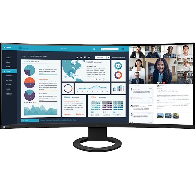 EIZO FlexScan EV3895 38" Class UW-QHD+ Curved Screen LCD Monitor - 24:10 - Black - Thumbnail 1