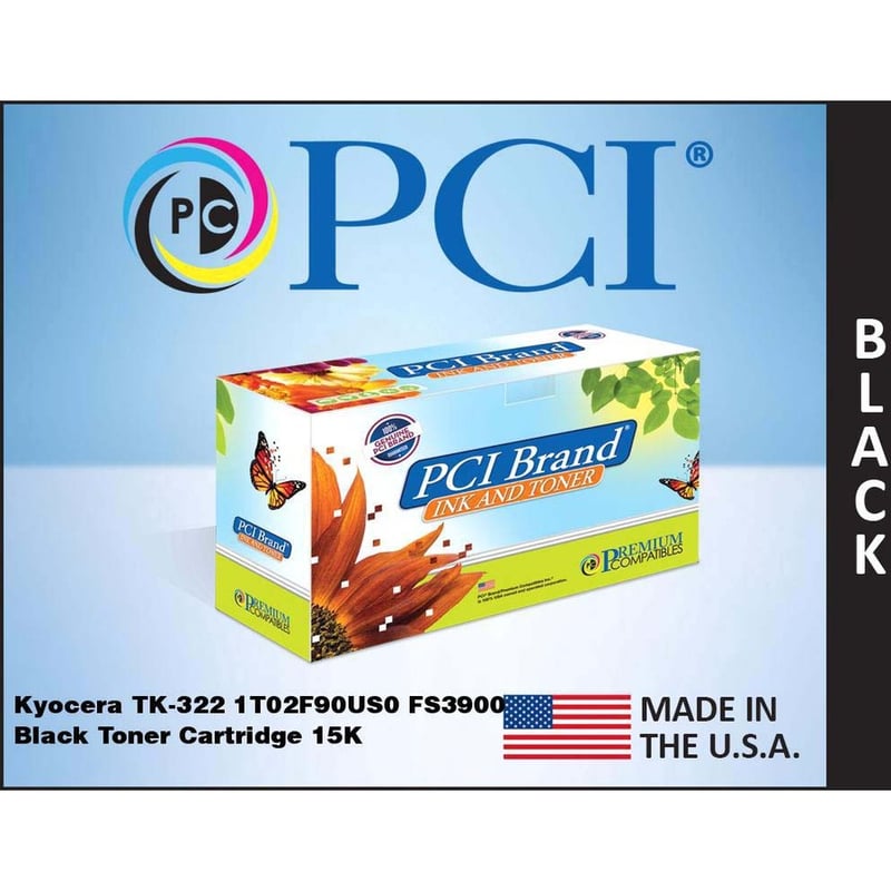 PCI BRAND KYOCERA TK-320 TK-322 1T02F90US0 BLACK TONER CARTRIDGE W/WASTE BOTTLE - Thumbnail 2
