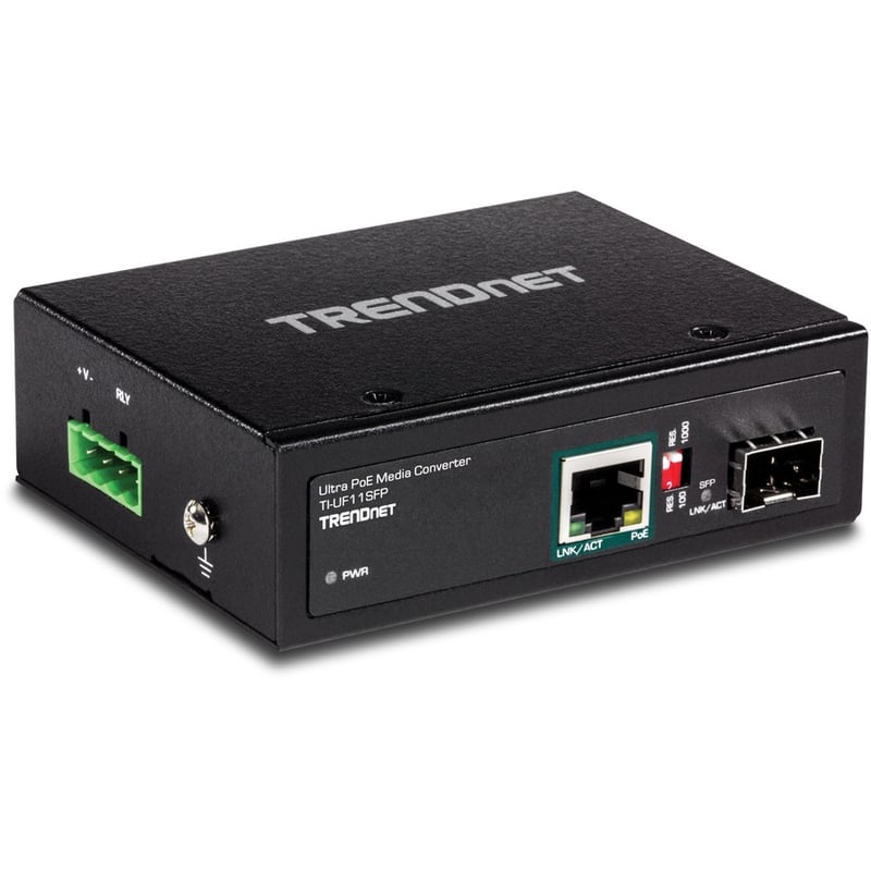 TRENDnet Hardened Industrial SFP to Gigabit UPoE Media Converter; IP30 Rated Housing; Includes DIN-rail & Wall Mounts; Operating Temp. -40 to 75 ?C (-40 to 167 ?F); TI-UF11SFP - Thumbnail 3