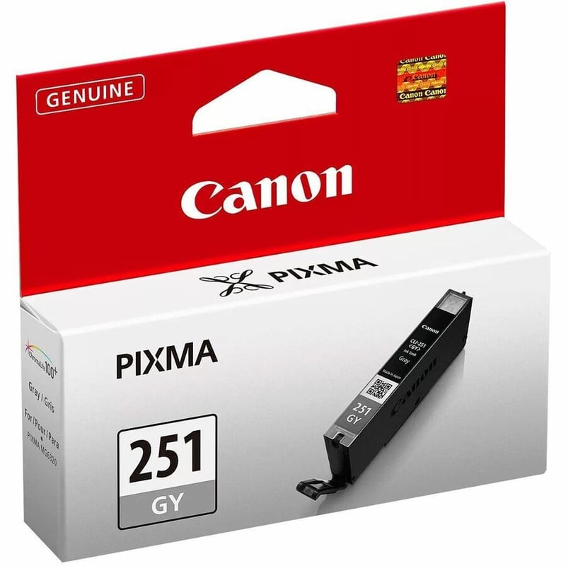 Canon CLI-251 GY Original Standard Yield Inkjet Ink Cartridge - Gray Pack - Thumbnail 2