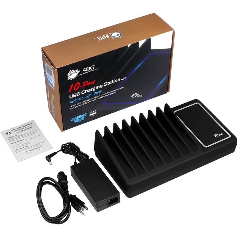 SIIG 10-Port USB Charging Station with Ambient Light Deck - Thumbnail 5