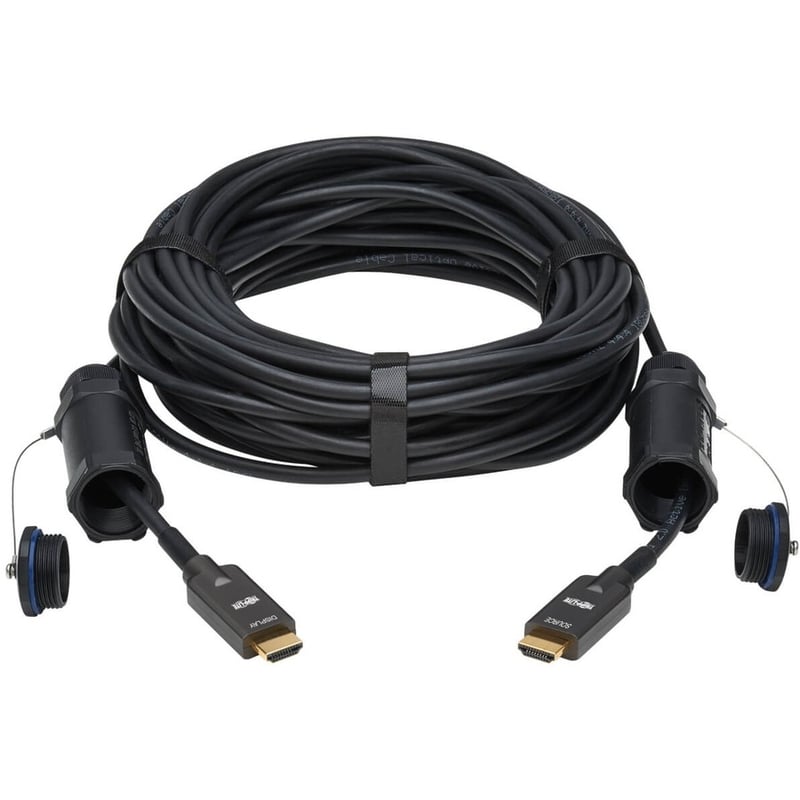 Tripp Lite by Eaton High-Speed Armored HDMI Fiber Active Optical Cable (AOC) with Hooded Connectors - 4K @ 60 Hz HDR IP68 M/M Black 30 m (98 ft.) - Thumbnail 3
