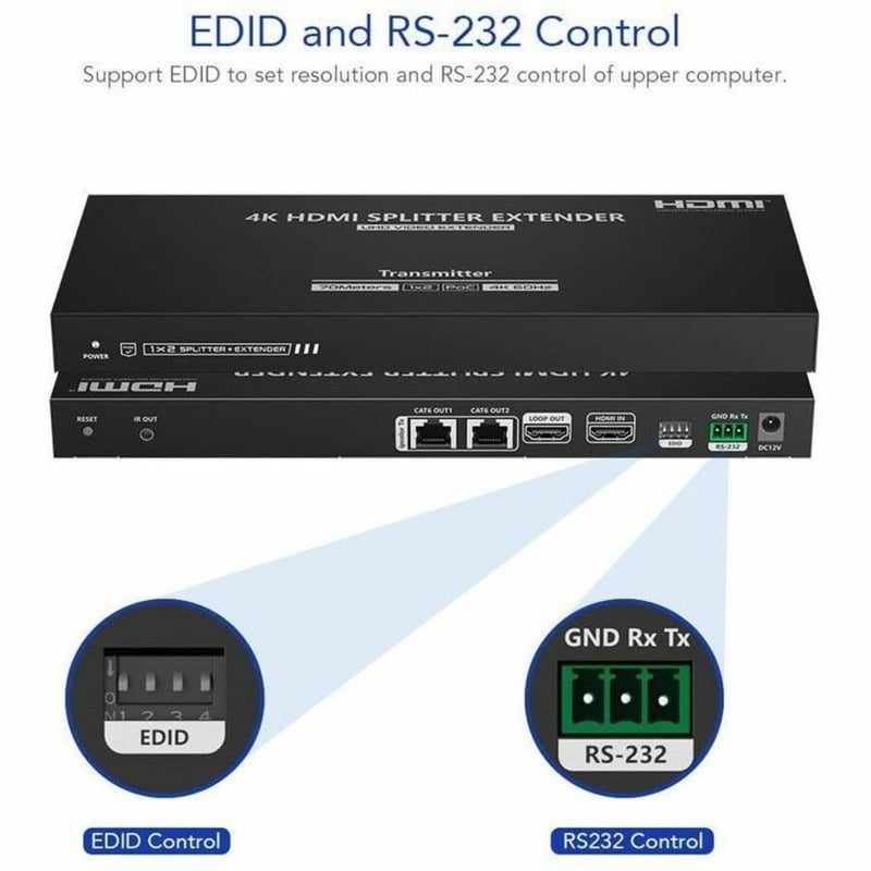 TRUEREACH TR15 4K60HZ 1 X 2 HDMI SPLITTER WITH EXTENDER