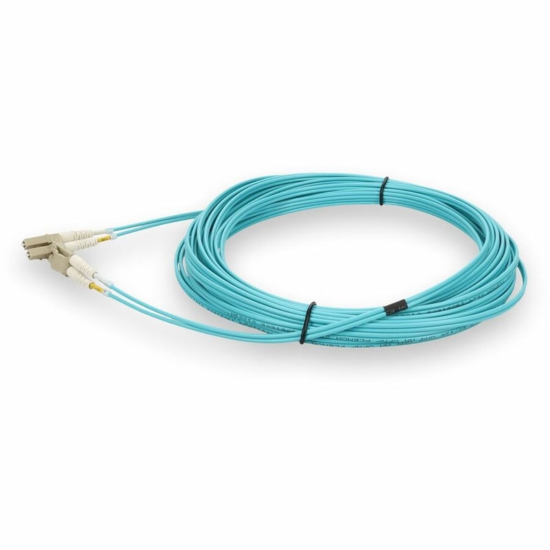 AddOn 10m LC to LC Aqua OM4 Duplex Armored OFNP (Plenum-Rated) Fiber Patch Cable - Thumbnail 2
