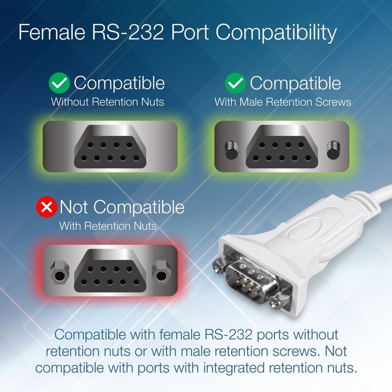 TRENDnet USB to Serial 9-Pin Converter Cable, Connect a RS-232 Serial Device to a USB 2.0 Port, Supports Windows & Mac, USB 1.1, USB 2.0, USB 3.0, 21 Inch Cable Length, Plug & Play, White, TU-S9 - Thumbnail 3