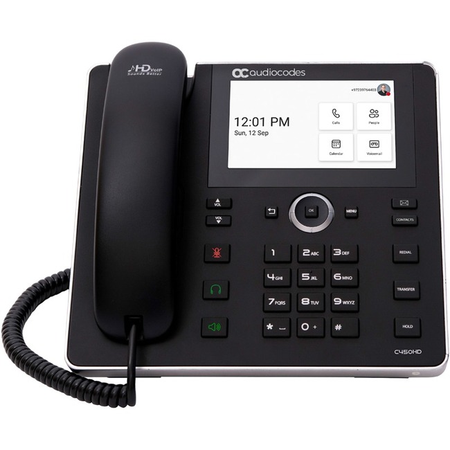 AudioCodes C450HD IP Phone - Corded - Corded - Wall Mountable - Black - Thumbnail 1