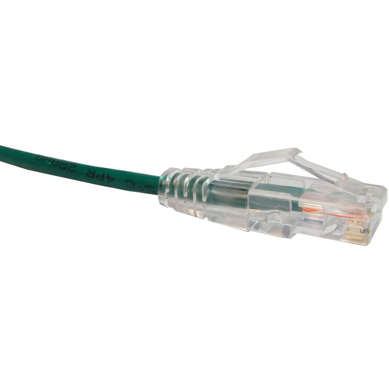 CAT6 SLIM ETHERNET PATCH CABLE, 05FT, GREEN, UTP, 28AWG, SNAGLESS RJ45 CONNECTOR
