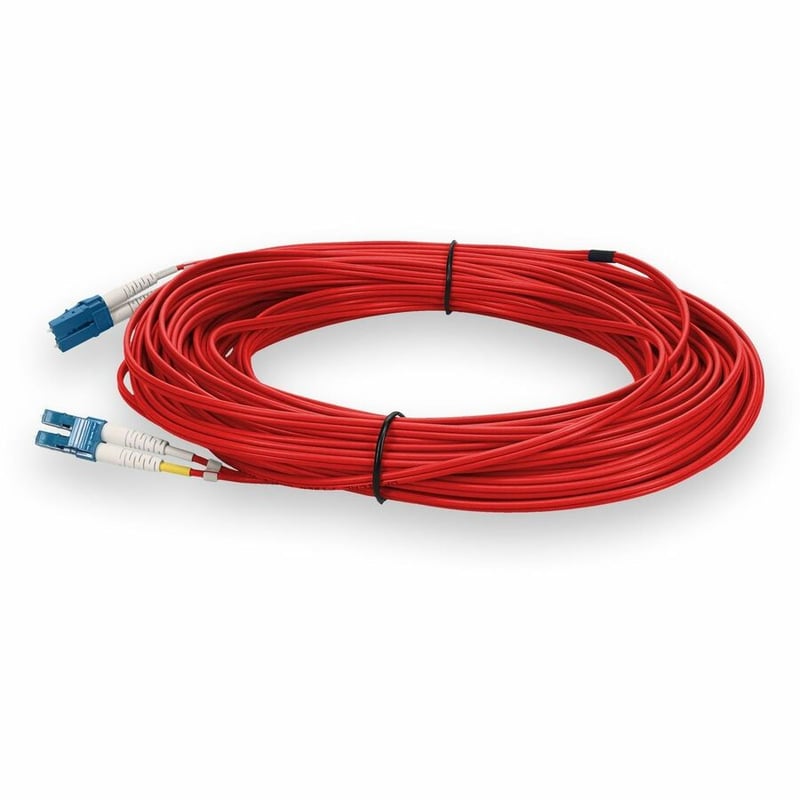 AddOn 15m LC to LC Red OS2 Duplex OFNR (Riser-Rated) SMF Fiber Patch Cable - Thumbnail 2