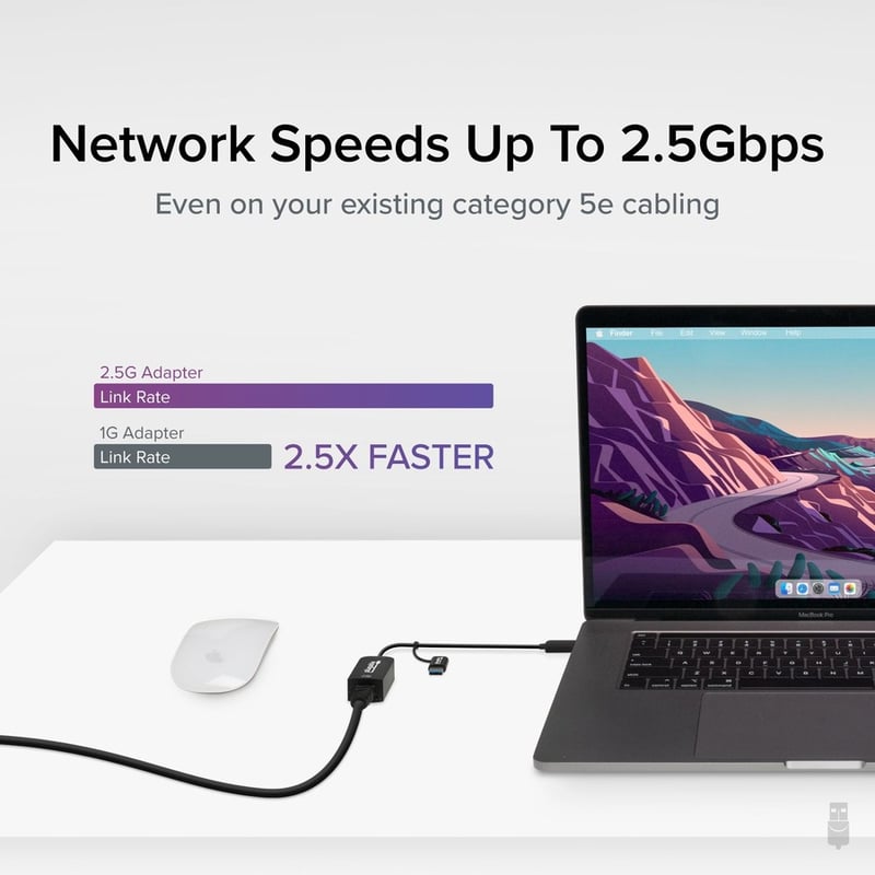 Plugable 2.5G USB C and USB to Ethernet Adapter - 2-in-1 Adapter - Thumbnail 3