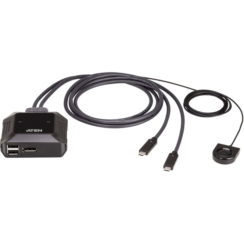 ATEN 2-Port 4K DisplayPort USB-C Cable KVM Switch with Remote Port Selector - Thumbnail 1